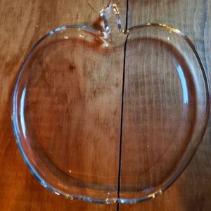 6 Apple Shaped Glass Snack Plates